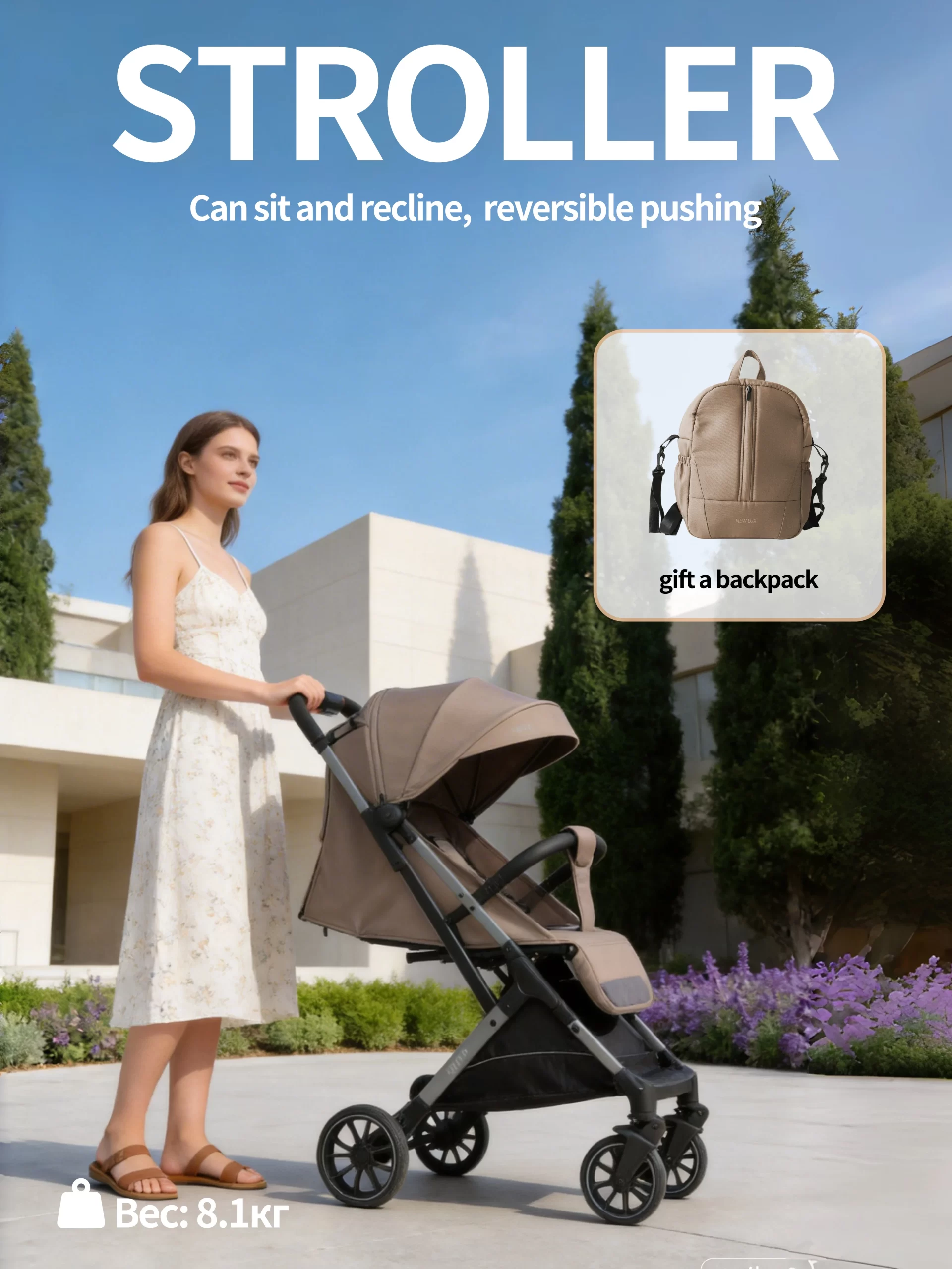 Wholesale Portable Compact Travel Baby Pram with Adjustable Seat & UV Sun Protection - 图片 8