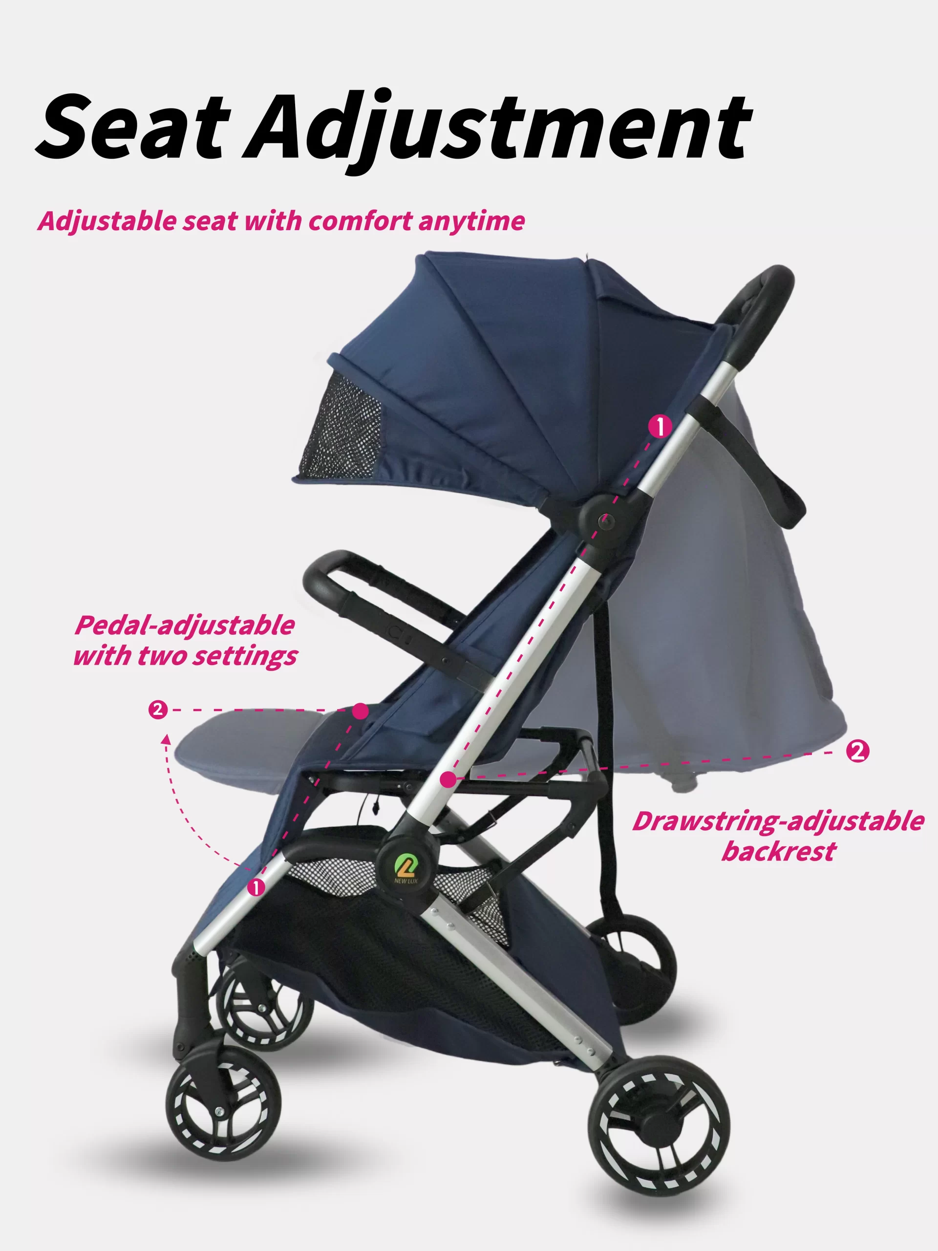 Wholesale Premium Lightweight Newborn Travel Stroller – Portable One-Click Fold Pram with Full Safety & Comfort Features - 图片 5