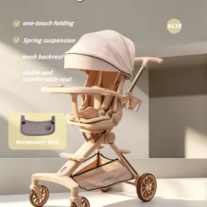 Wholesale 8.9kg One-Touch Fold Baby Stroller, Spring Suspension Breathable Mesh Seat Portable Travel Pram with Tray Accessory