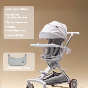 Wholesale One-Touch Fold Baby Stroller, Spring Suspension Breathable Mesh Seat Portable Travel Pram with Tray Accessory