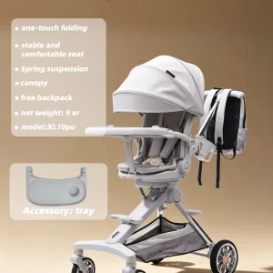 Wholesale One-Touch Fold Baby Stroller, Spring Suspension Breathable Mesh Seat Portable Travel Pram with Tray Accessory