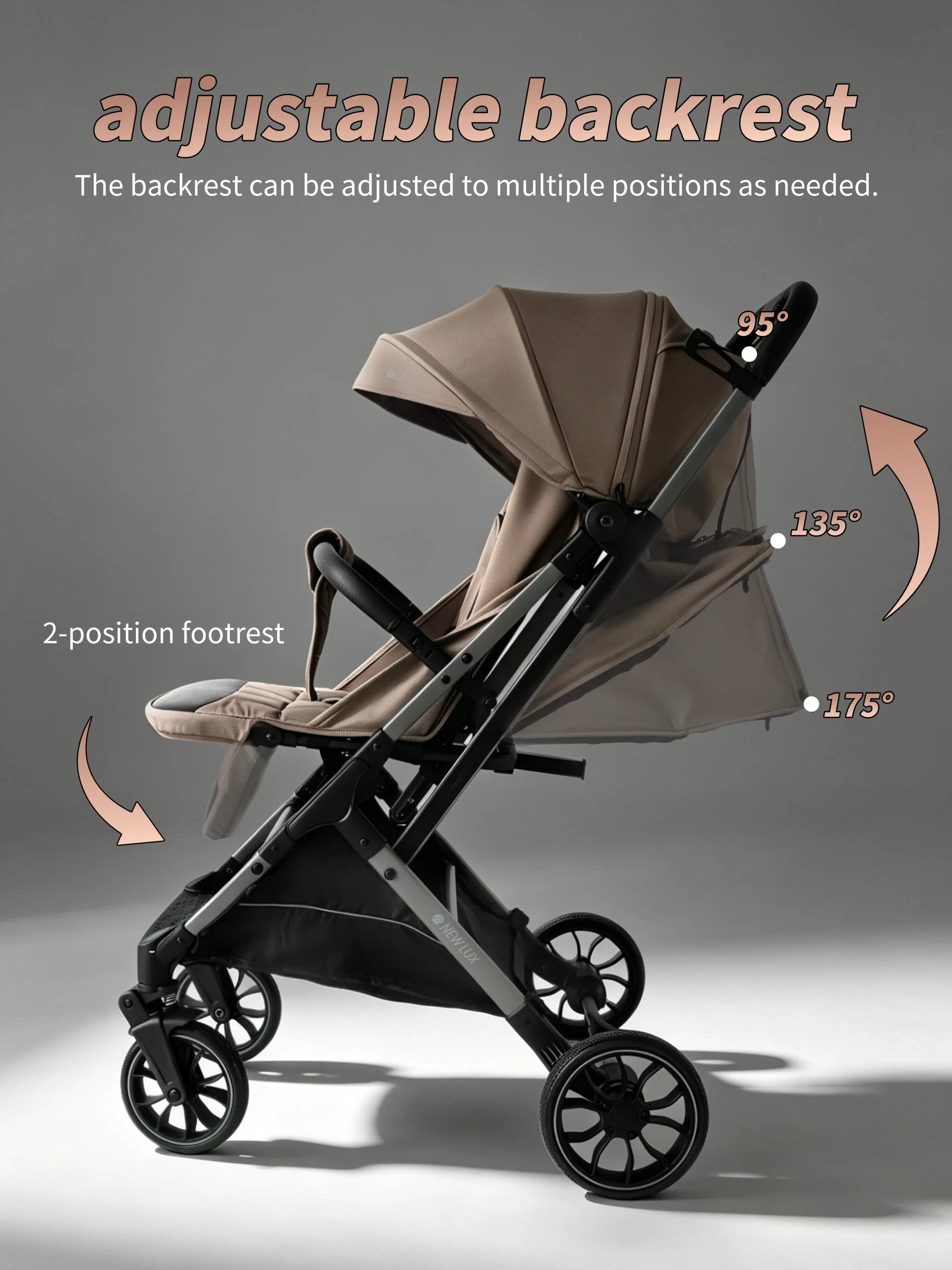 Wholesale Portable Compact Travel Baby Pram with Adjustable Seat & UV Sun Protection - 图片 5