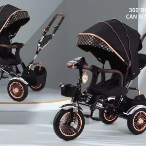 Wholesale 360° Rotating Kids Tricycle Stroller Foldable Toddler Trike with Canopy & Storage