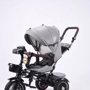 Wholesale Premium Leather Kids Tricycle Stroller, 360° Rotating Reversible Push Toddler Trike