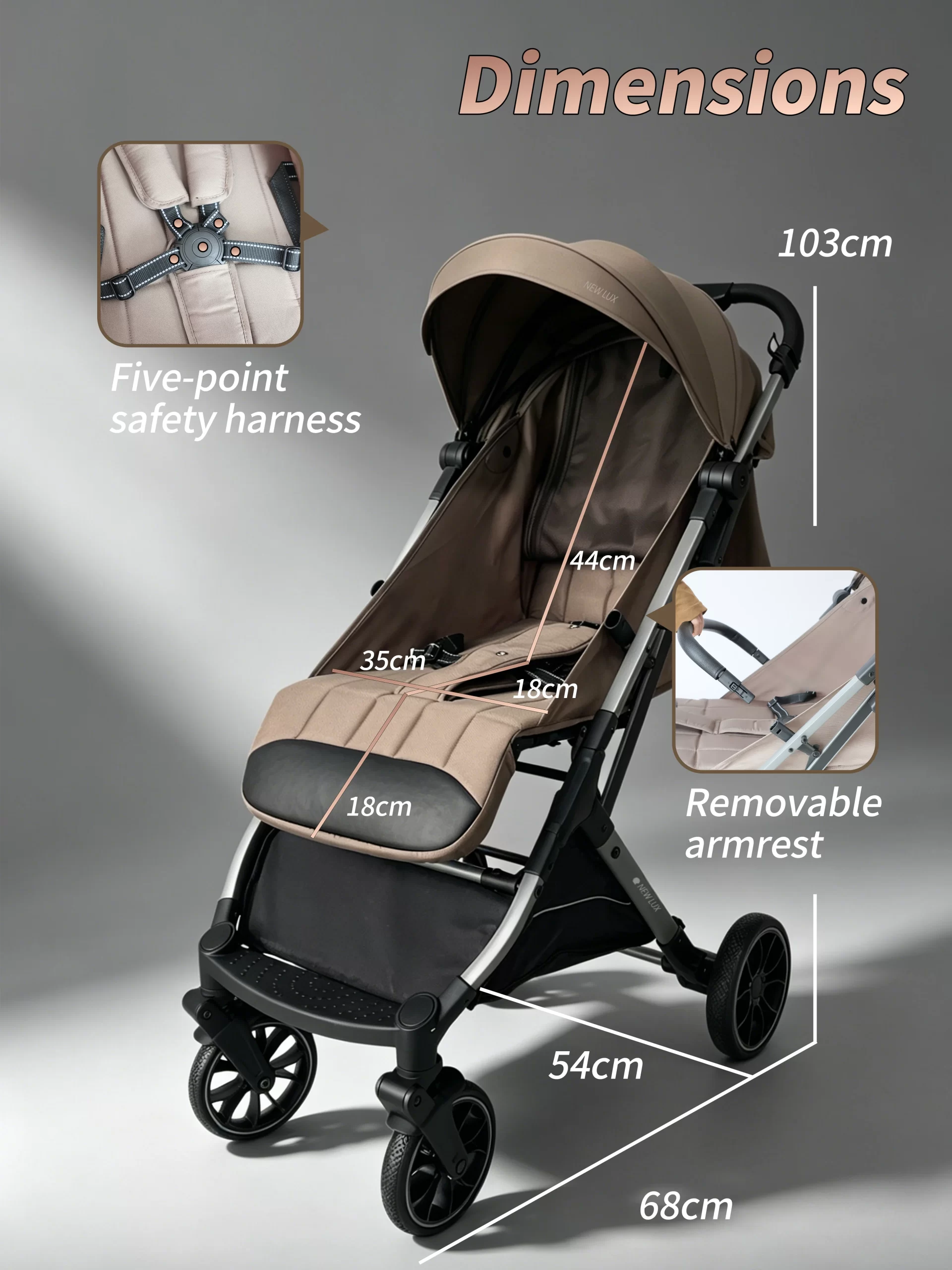 Wholesale Portable Compact Travel Baby Pram with Adjustable Seat & UV Sun Protection - 图片 3