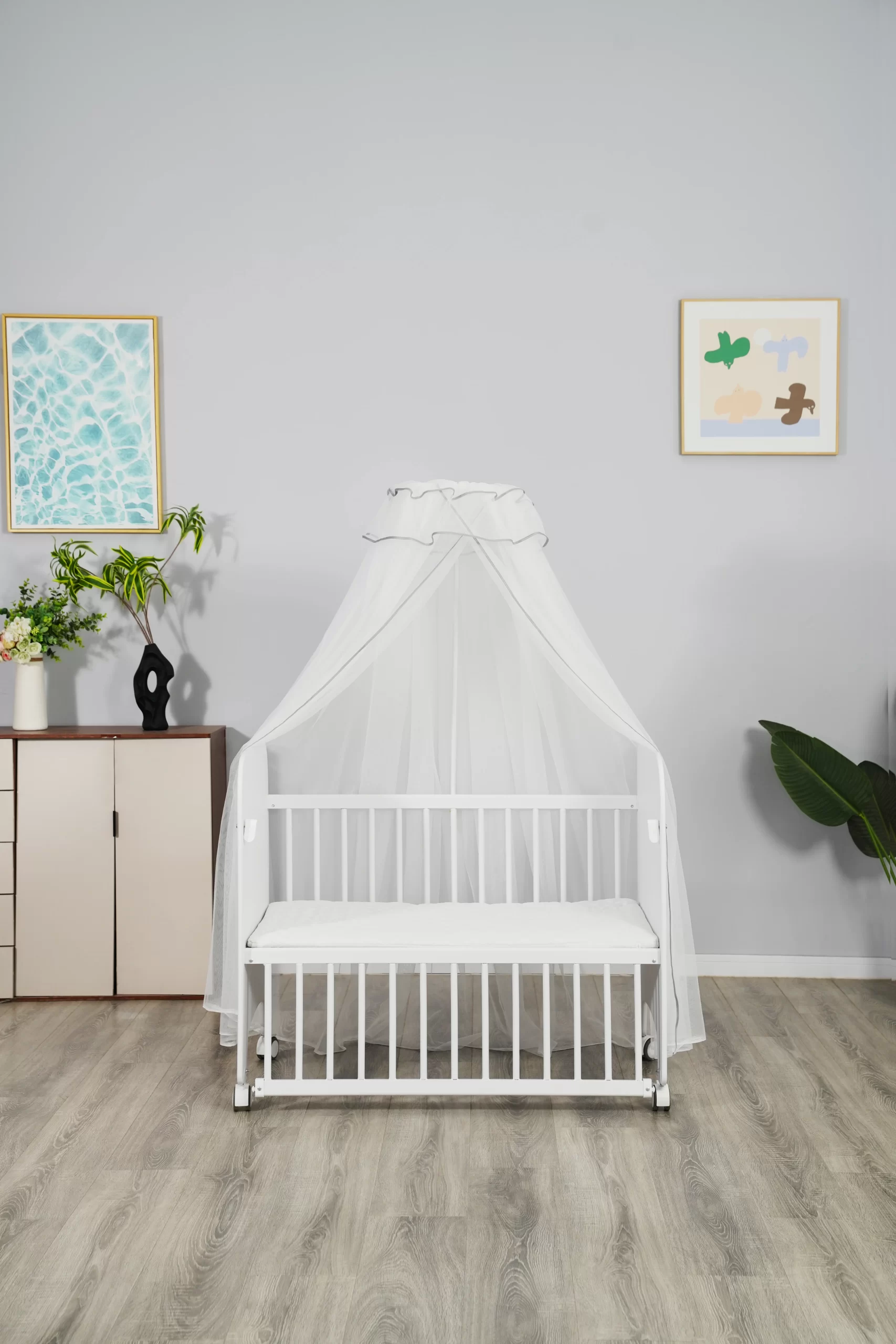 Wholesale Portable Baby Bedside Bed One Side Adjustable Baby Bassinet With High Pole Mosquito Net - 图片 10
