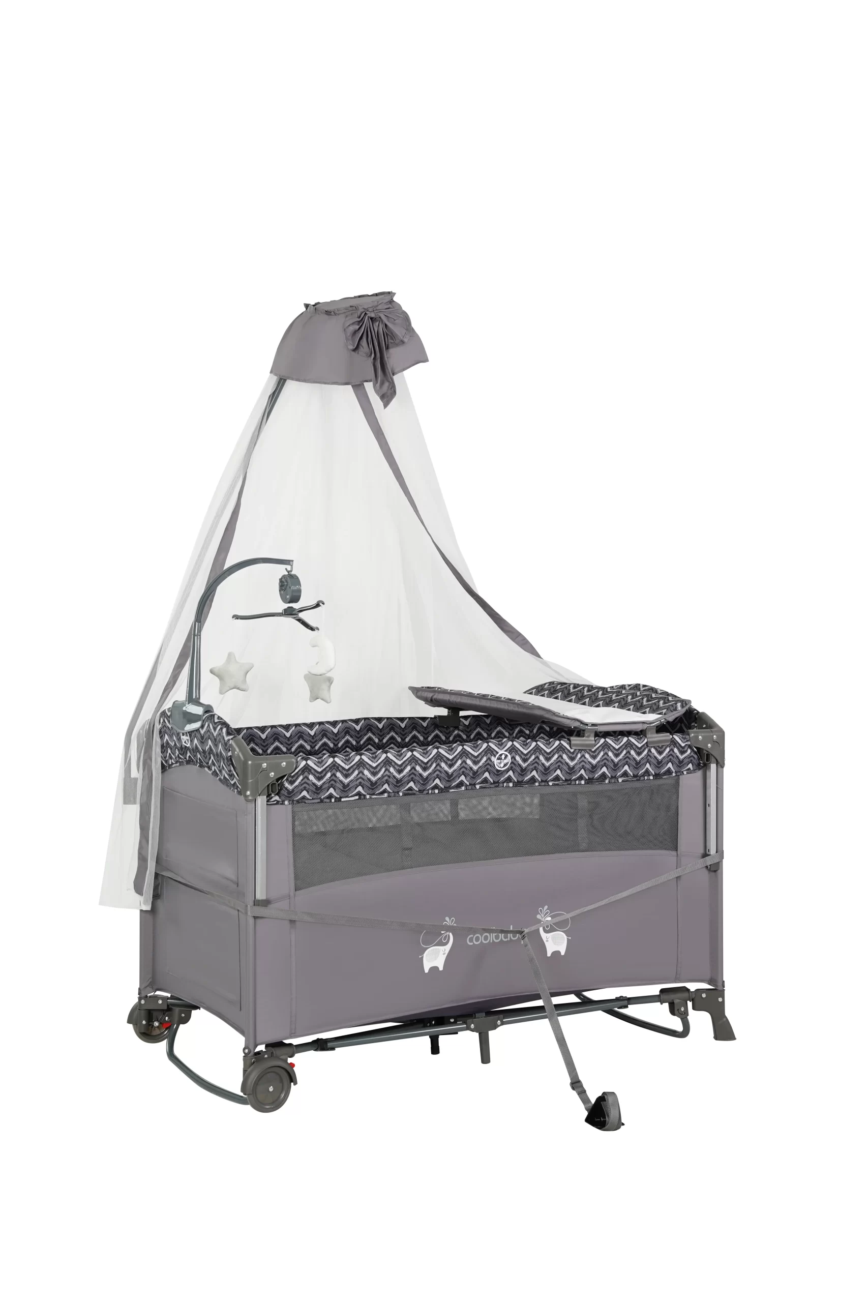 Wholesale Foldable Multifunctional Baby Playard Crib with Mosquito Net, Changing Table, Toy Bar & Storage