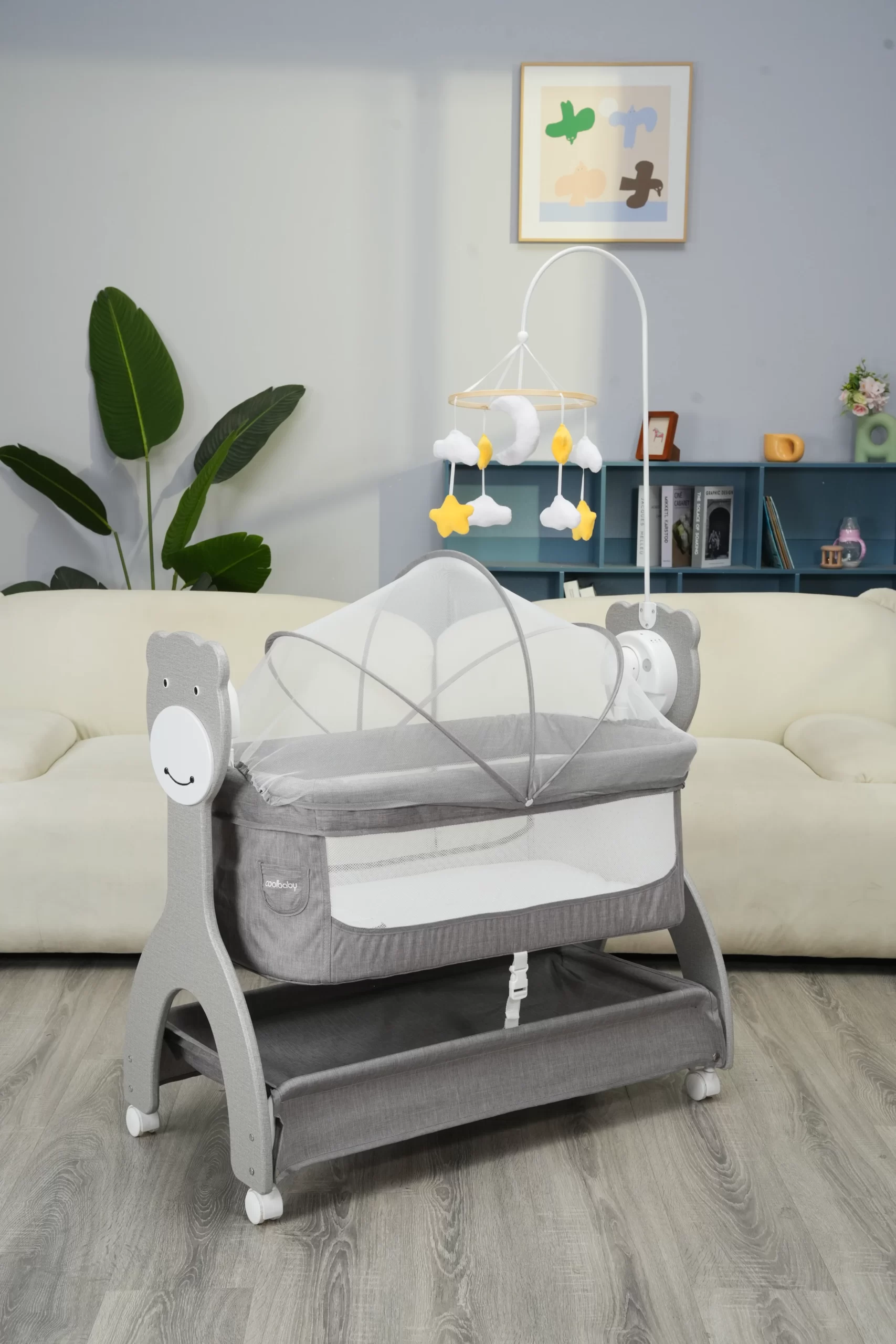 Wholesale Multifunctional Baby Crib | Rocking Co-Sleeper with Mosquito Net & Toy Bar - 图片 10
