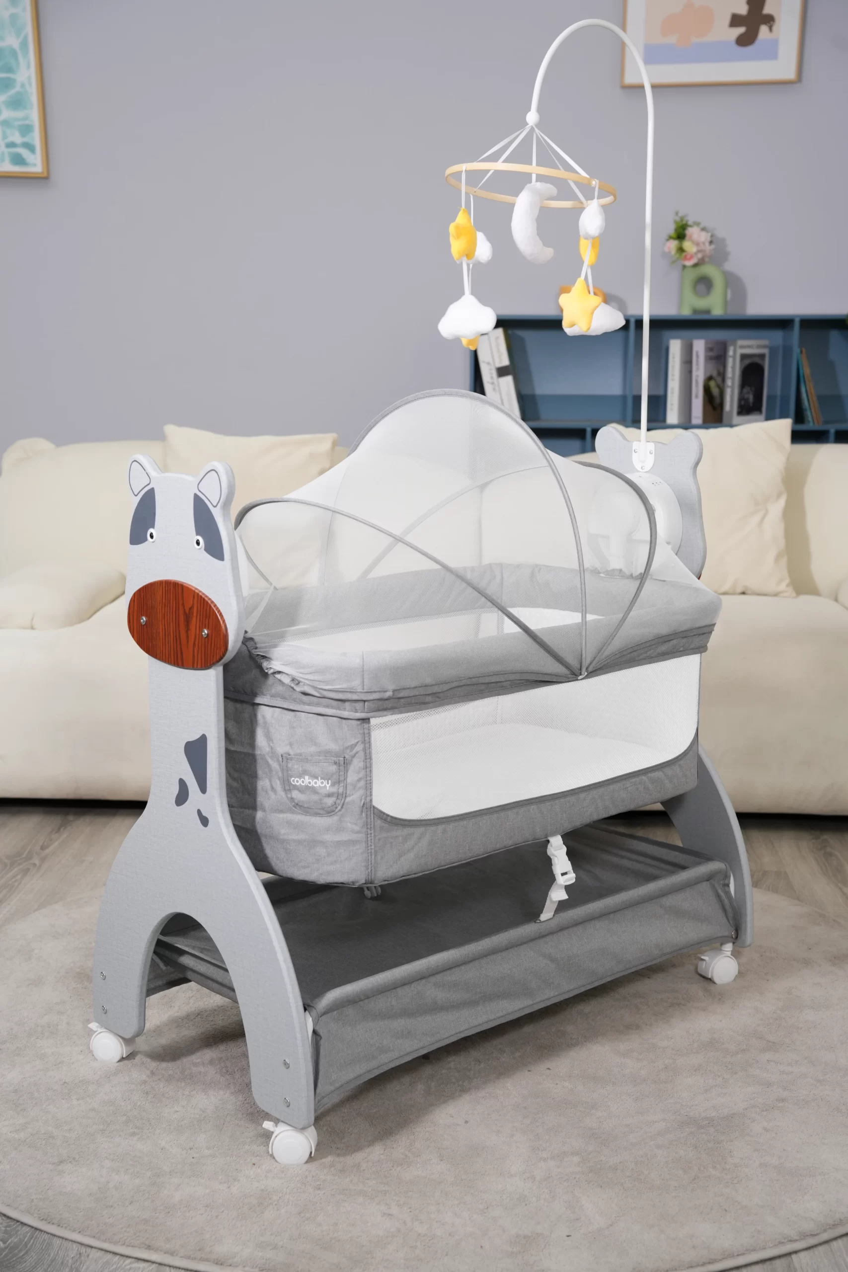 Wholesale Portable Rocking Baby Bedside Crib, Height Adjustable Attach to Adult Bed Newborn Bassinet - 图片 9