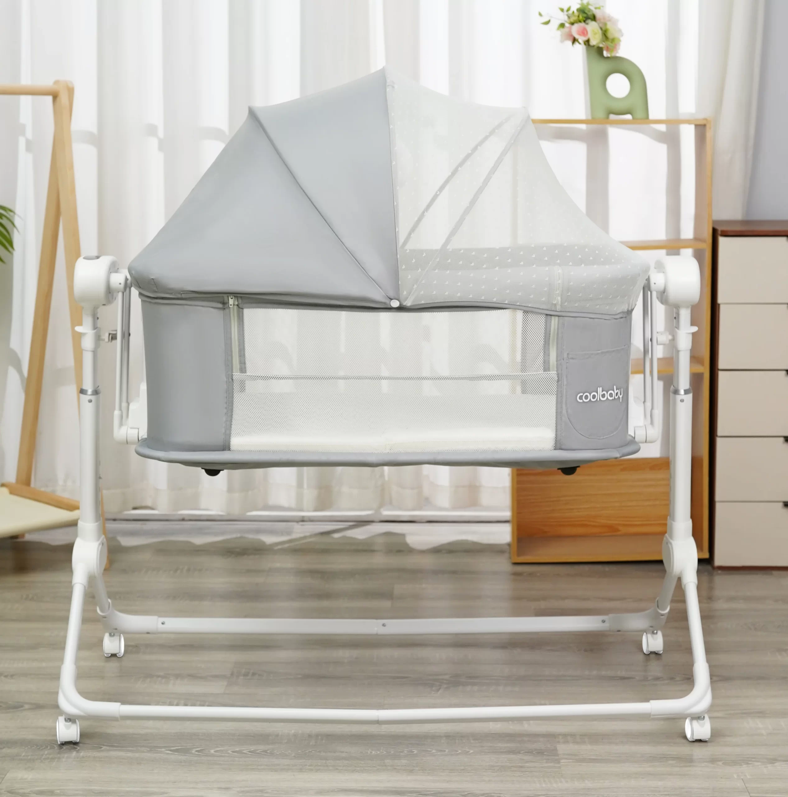 Wholesale Height Adjustable Foldable Baby Bedside Co-Sleeper Bassinet with Mosquito Net - 图片 11