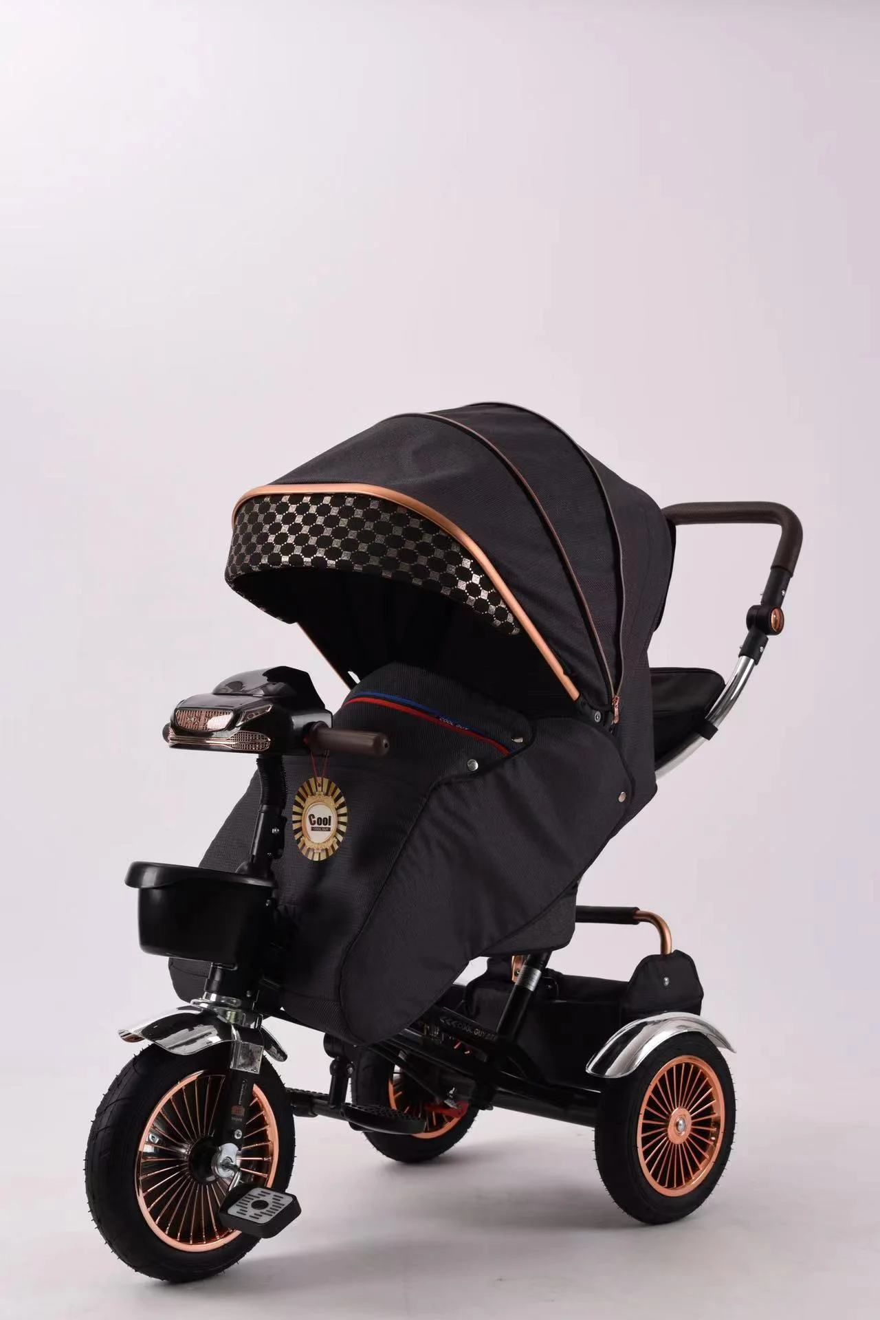 Wholesale 360° Rotating Kids Tricycle Stroller Foldable Toddler Trike with Canopy & Storage - 图片 5