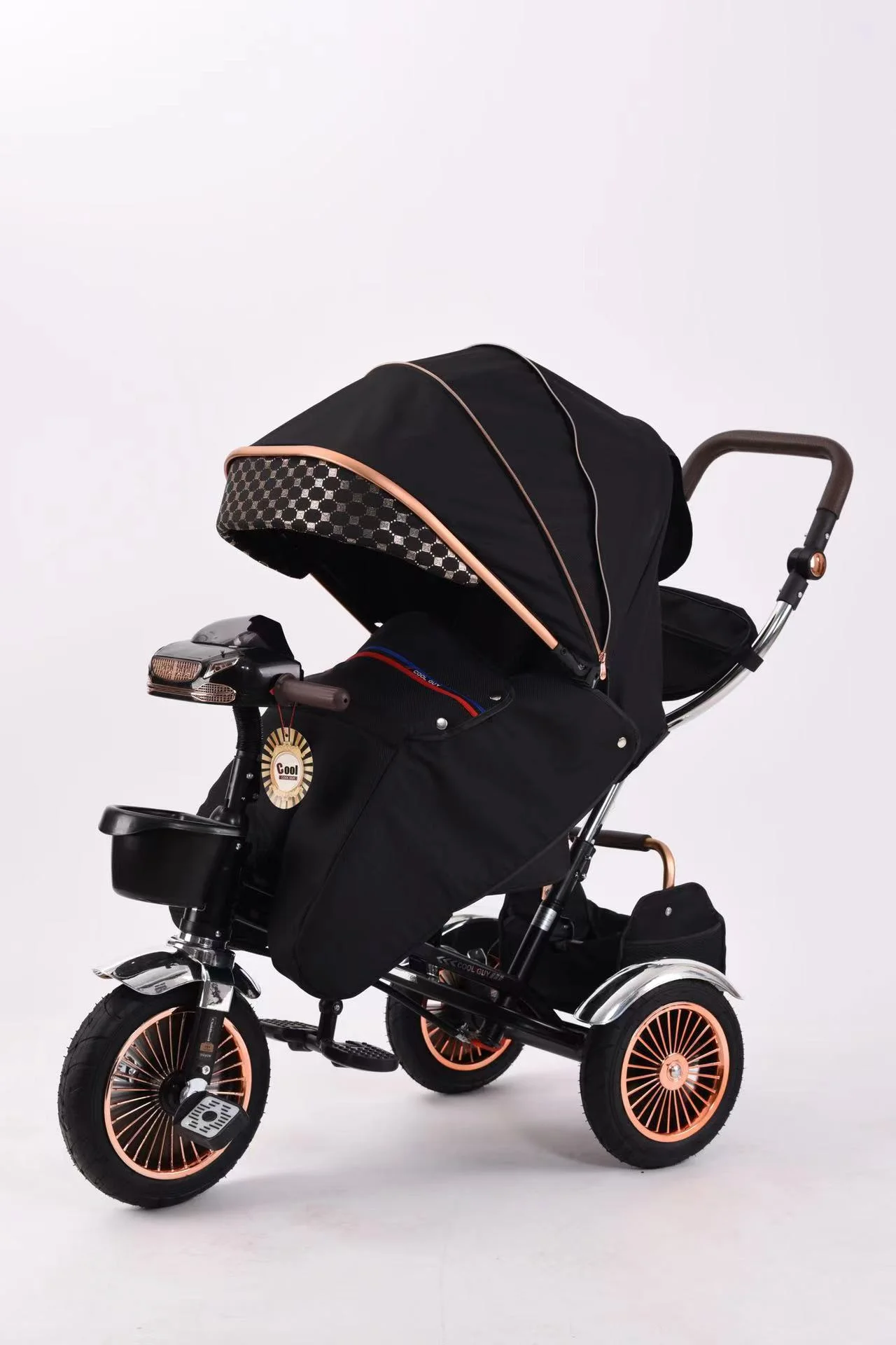 Wholesale 360° Rotating Kids Tricycle Stroller Foldable Toddler Trike with Canopy & Storage - 图片 4