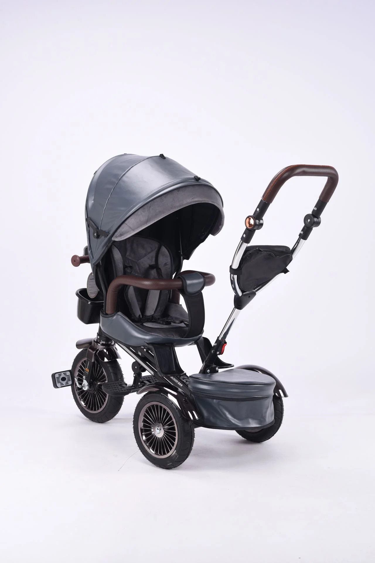Wholesale Premium Leather Kids Tricycle Stroller, 360° Rotating Reversible Push Toddler Trike - 图片 8