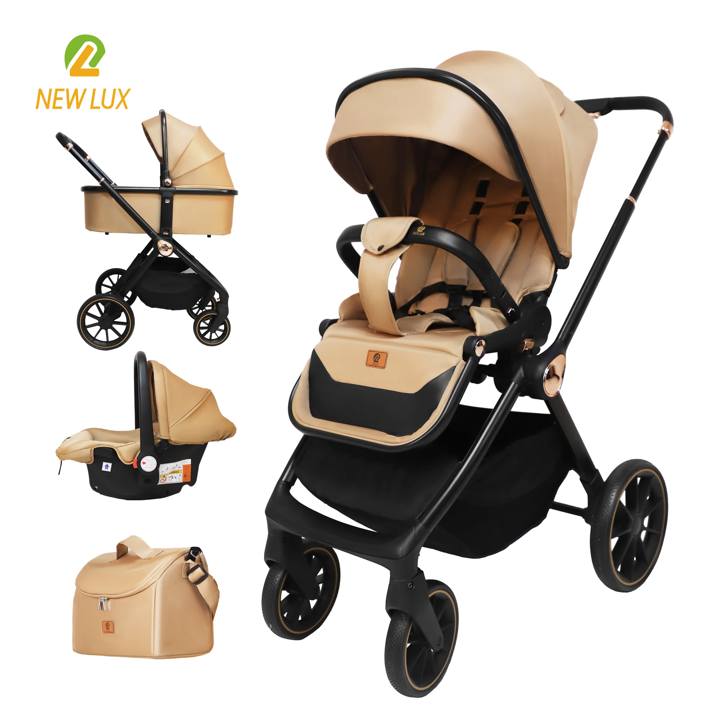 Wholesale Premium 3 in 1 Baby Stroller with Bassinet and Car Seat Newborn Stroller for Infant Toddler Pram with Footmuff - 图片 2