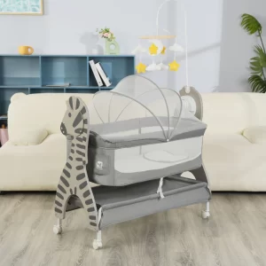 Wholesale Cartoon Animal Portable Baby Co-Sleeper Bedside Bassinet with Mosquito Net & Storage