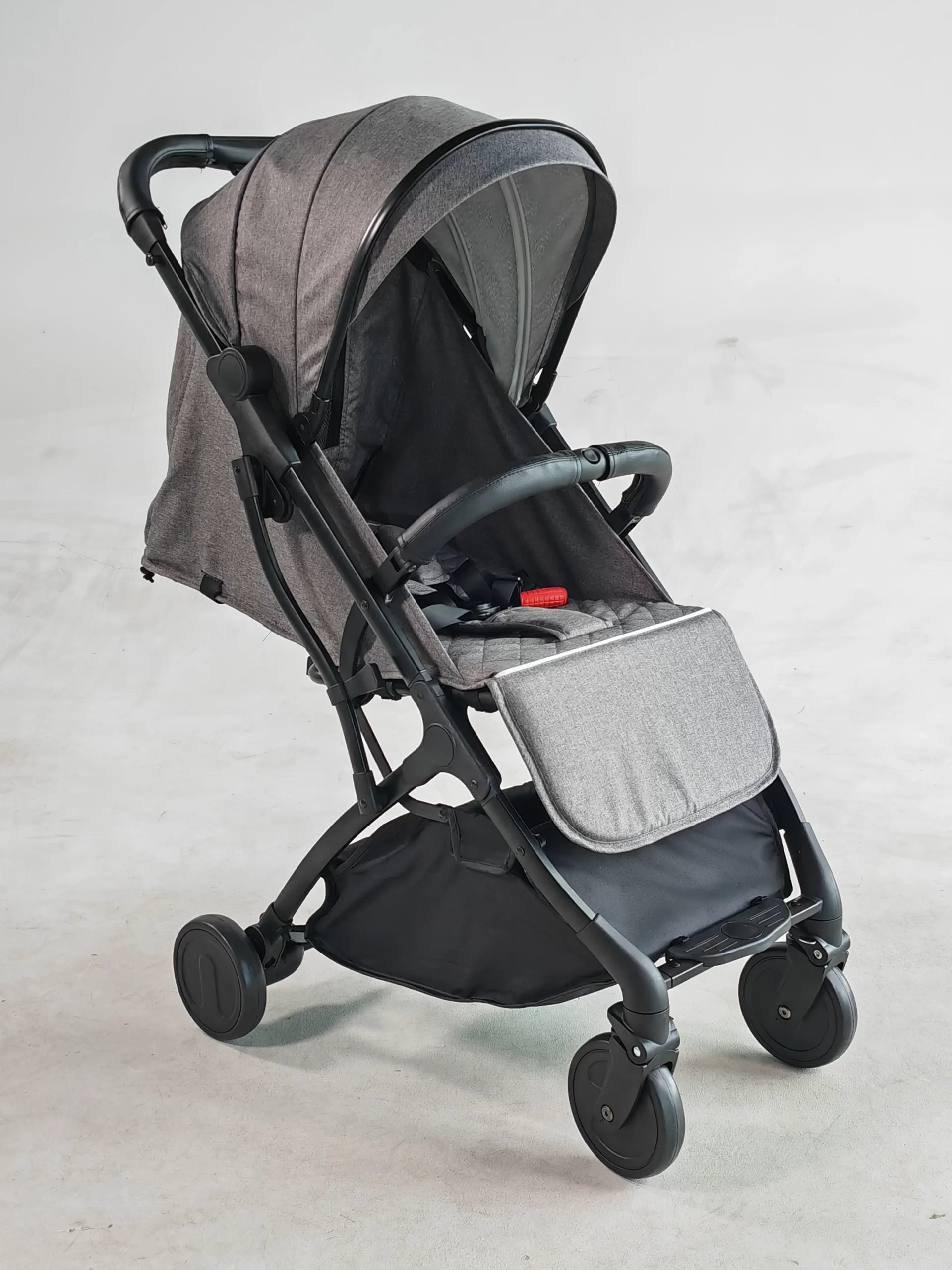 Wholesale Sleek Compact City Stroller, All-Terrain Foldable Travel Stroller with Breathable Mesh, Cup Holder & Storage Basket, Gray Heather