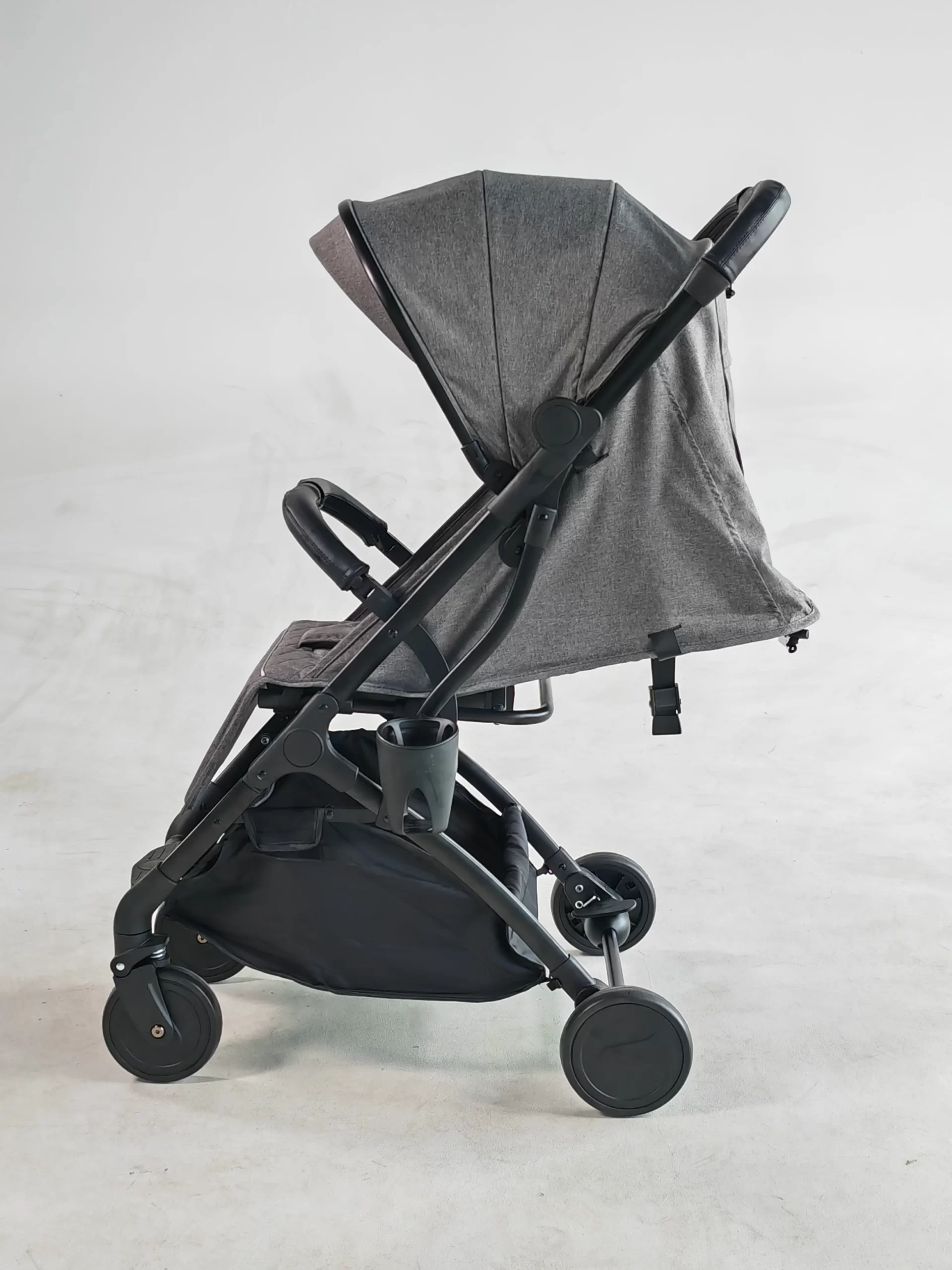 Wholesale Sleek Compact City Stroller, All-Terrain Foldable Travel Stroller with Breathable Mesh, Cup Holder & Storage Basket, Gray Heather - 图片 17