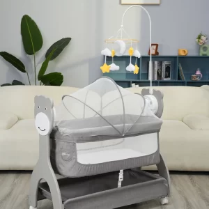 Wholesale Multifunctional Baby Crib | Rocking Co-Sleeper with Mosquito Net & Toy Bar