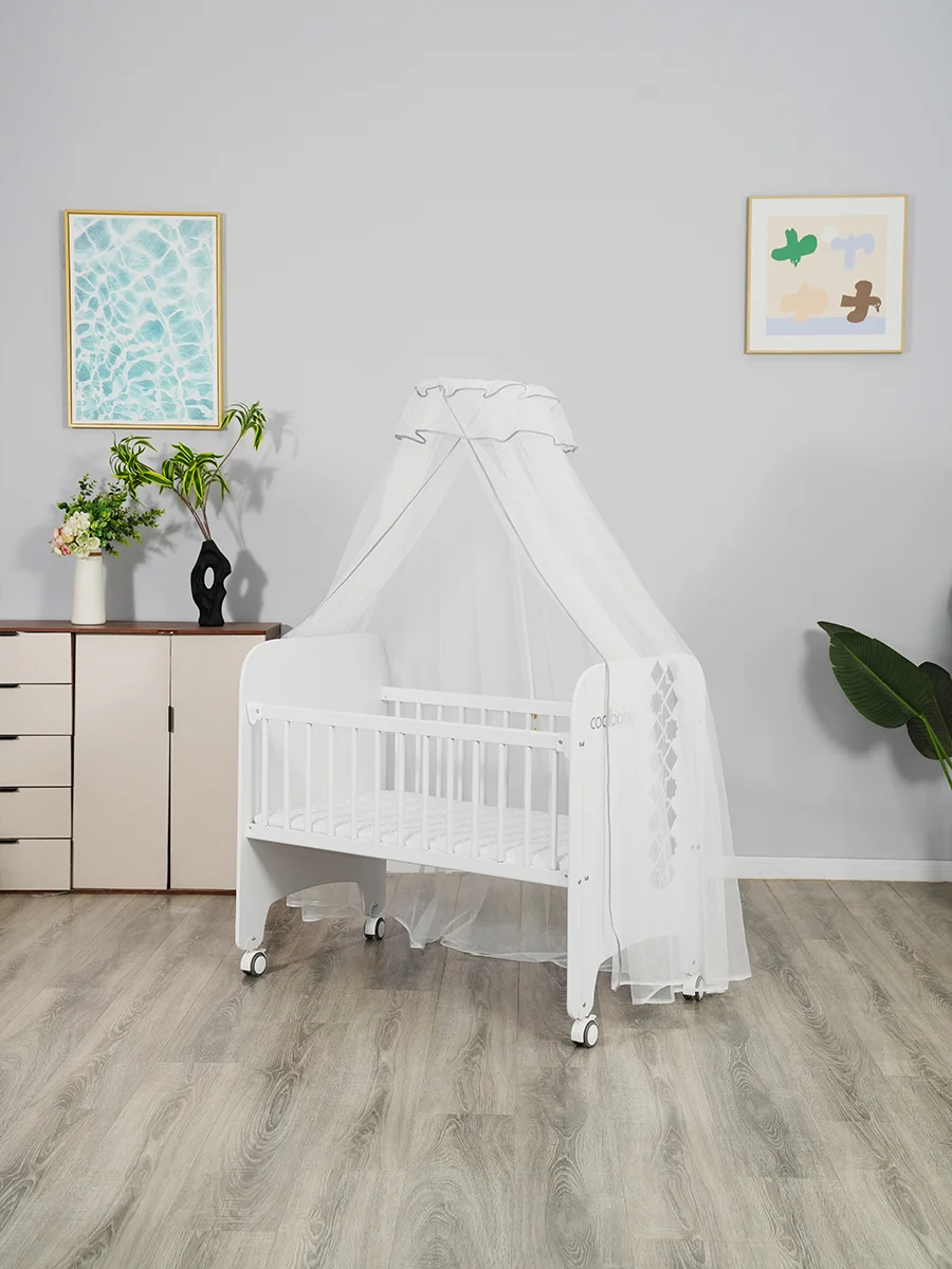 Wholesale Portable Baby Bedside Bed One Side Adjustable Baby Bassinet With High Pole Mosquito Net - 图片 5