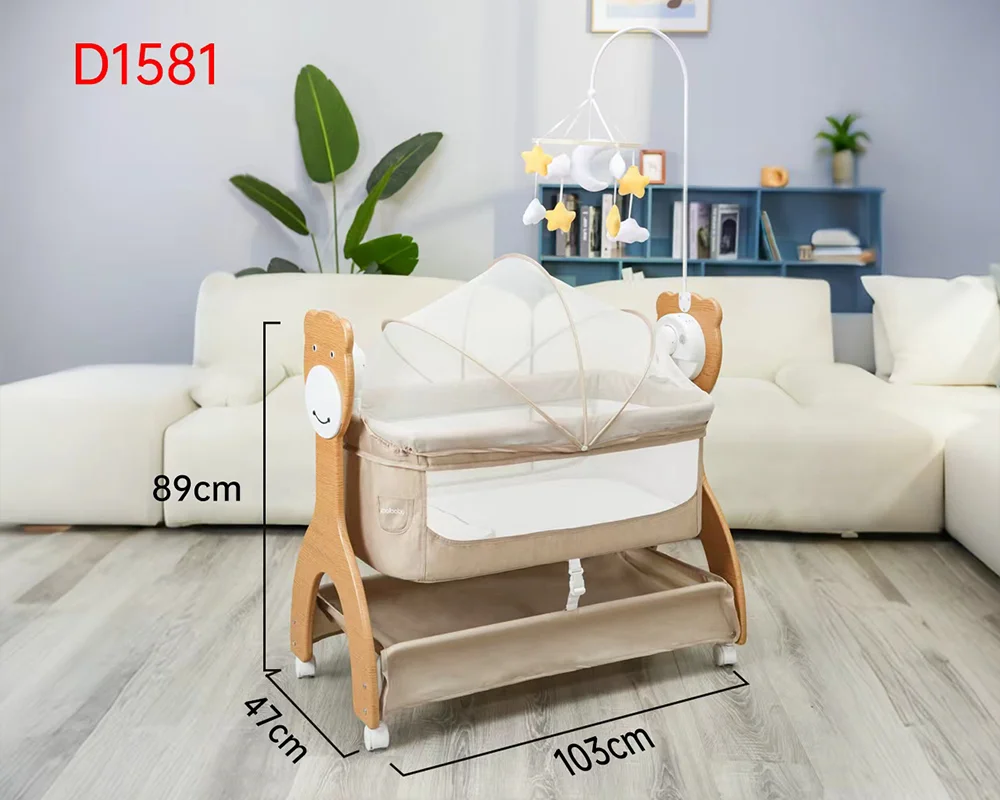 Wholesale Multifunctional Baby Crib | Rocking Co-Sleeper with Mosquito Net & Toy Bar - 图片 6