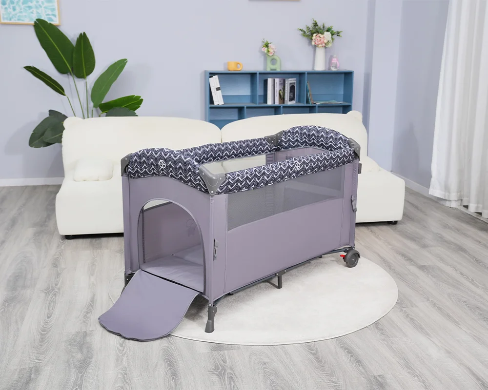 Wholesale Foldable Multifunctional Baby Playard Crib with Mosquito Net, Changing Table, Toy Bar & Storage - 图片 7