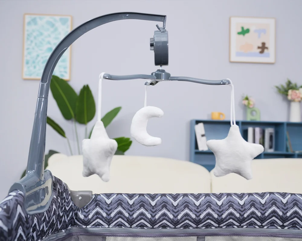 Wholesale Foldable Multifunctional Baby Playard Crib with Mosquito Net, Changing Table, Toy Bar & Storage - 图片 4
