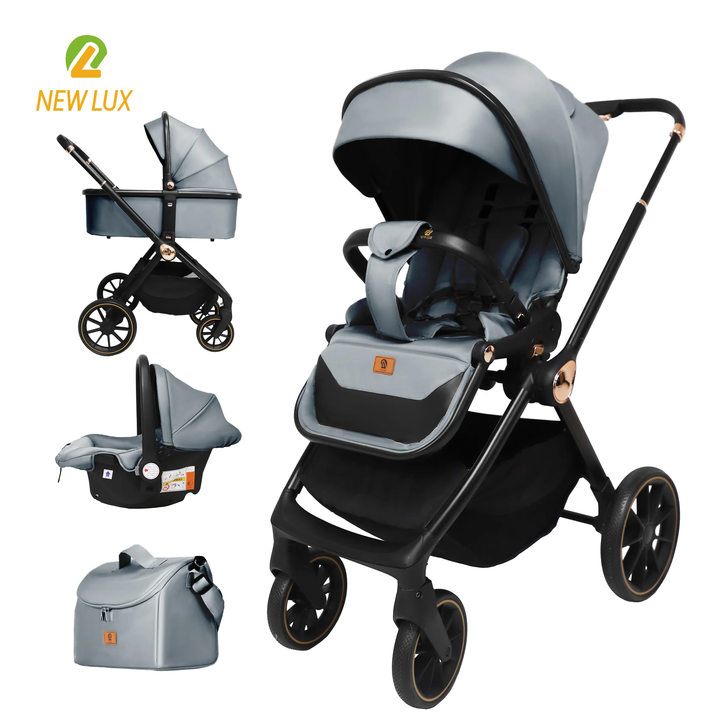 Wholesale Premium 3 in 1 Baby Stroller with Bassinet and Car Seat Newborn Stroller for Infant Toddler Pram with Footmuff - 图片 3