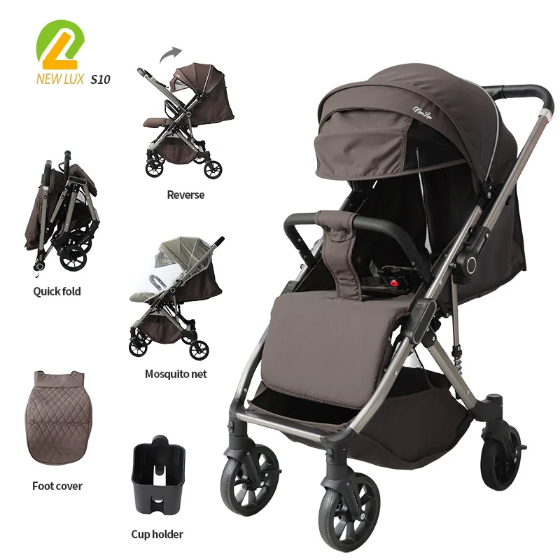 Wholesale NEW LUX S10 Premium Reversible Baby Stroller, All-Season Travel Carriage with Quilted Thermal Footmuff - 图片 3