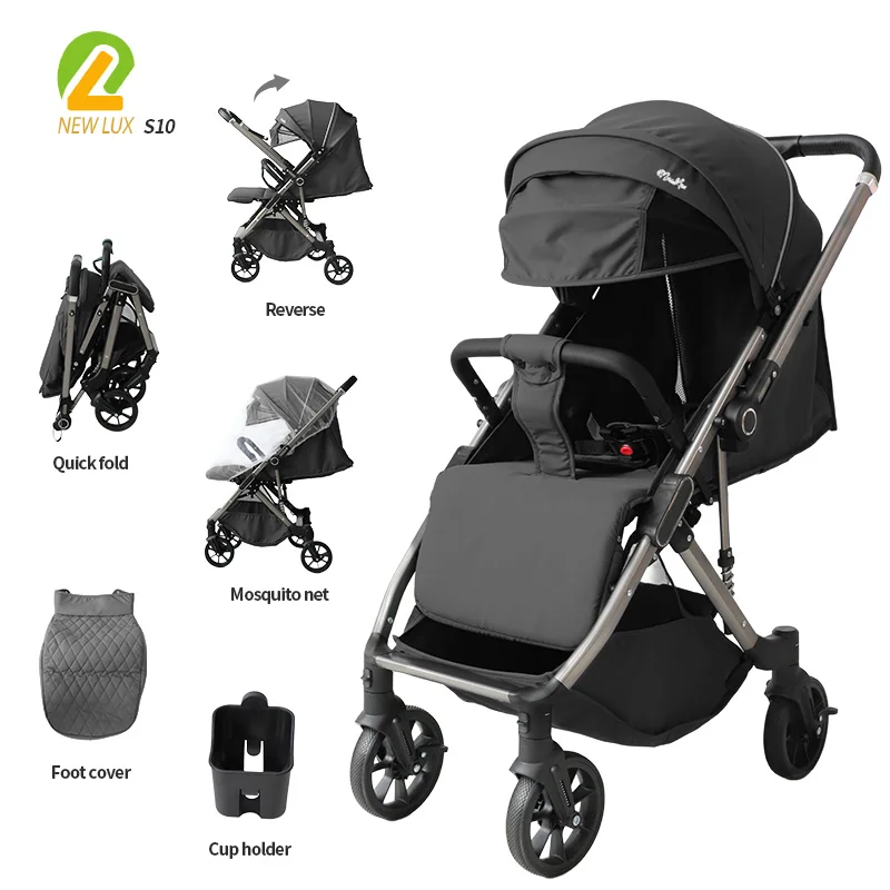 Wholesale NEW LUX S10 Premium Reversible Baby Stroller, All-Season Travel Carriage with Quilted Thermal Footmuff - 图片 4