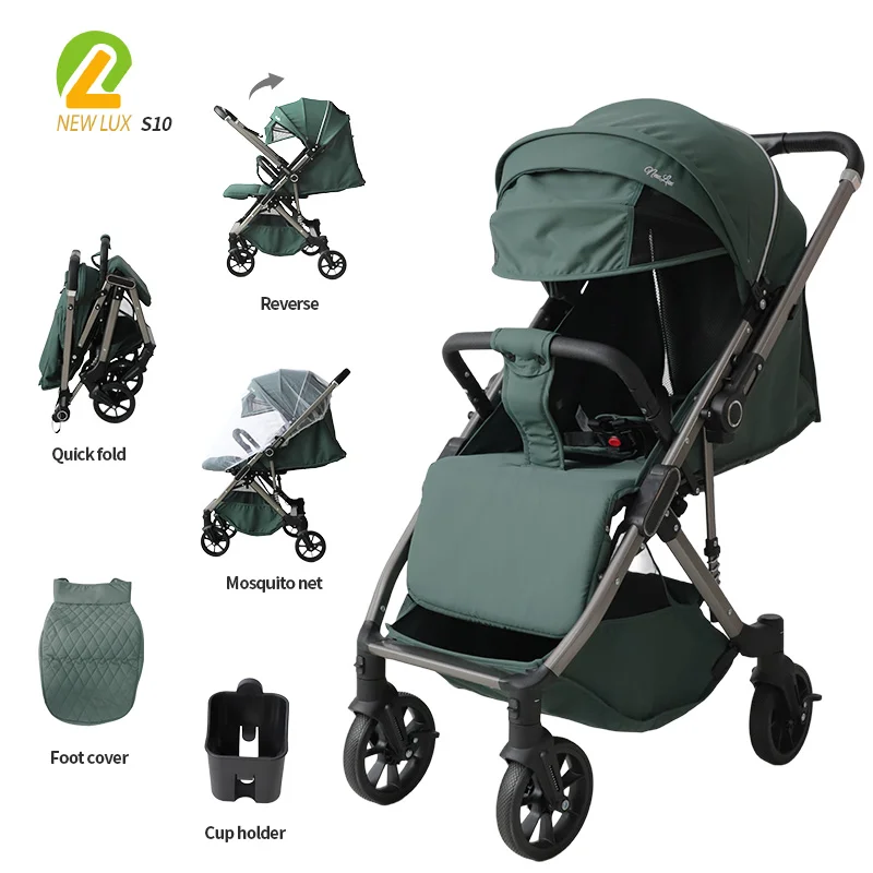 Wholesale NEW LUX S10 Premium Reversible Baby Stroller, All-Season Travel Carriage with Quilted Thermal Footmuff - 图片 2