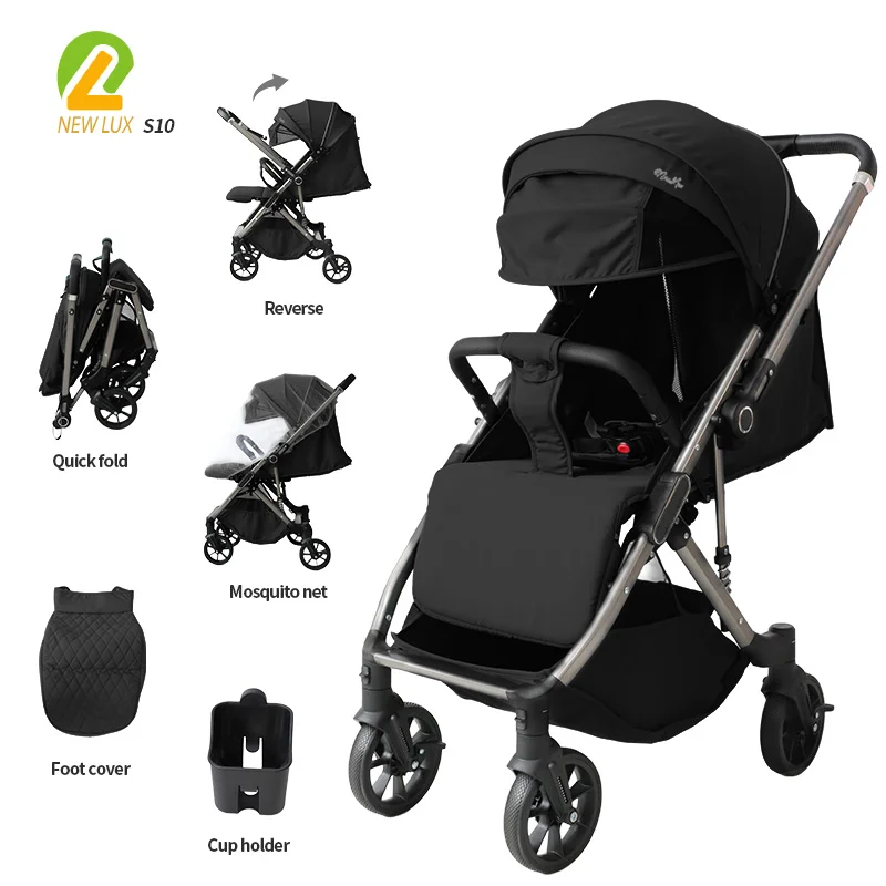 Wholesale NEW LUX S10 Premium Reversible Baby Stroller, All-Season Travel Carriage with Quilted Thermal Footmuff